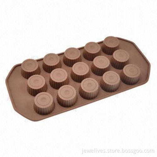 Round cup style silicone candy molds with 15 cavity